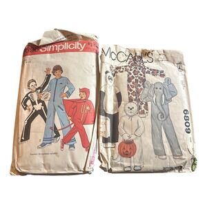 Vintage Simplicity 6696‎ McCall's 6809 Halloween Costume Sewing Patterns Lot 70s